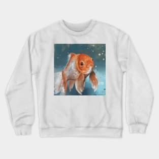 Painting of a Goldfish in a Contemporary Style, on Blue Background Crewneck Sweatshirt